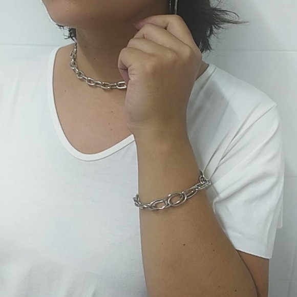 Pulseira Corrente com Elos Duplos, Bijuteria.