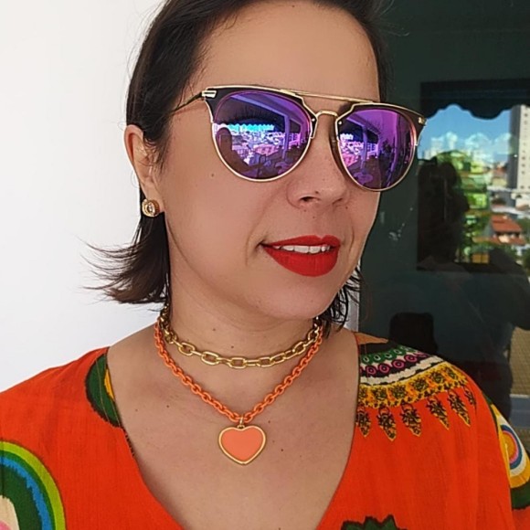 Choker Corrente Pintada com Coração 