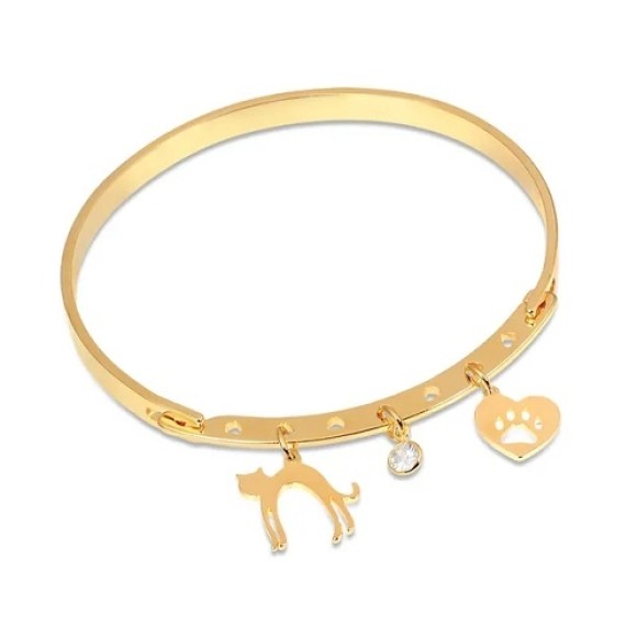 BRACELETE PET GATOS COM PINGENTES SEMI JOIA